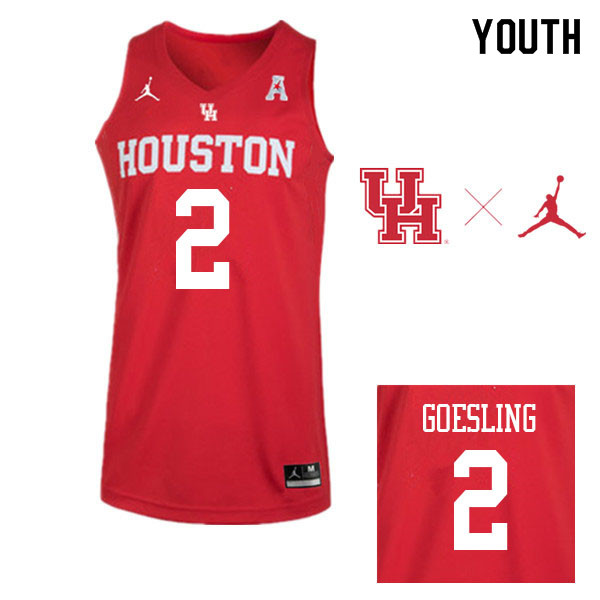 Jordan Brand Youth #2 Landon Goesling Houston Cougars College Basketball Jerseys Sale-Red